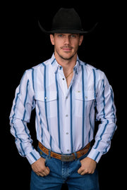 Ferrell | The Tristan Long Sleeve in Blue - Pearl Snap Shirt