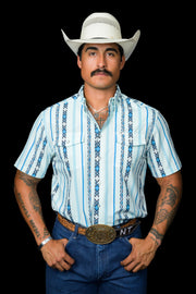 Ferrell The Post in Blue - Short Sleeve Snap Shirt
