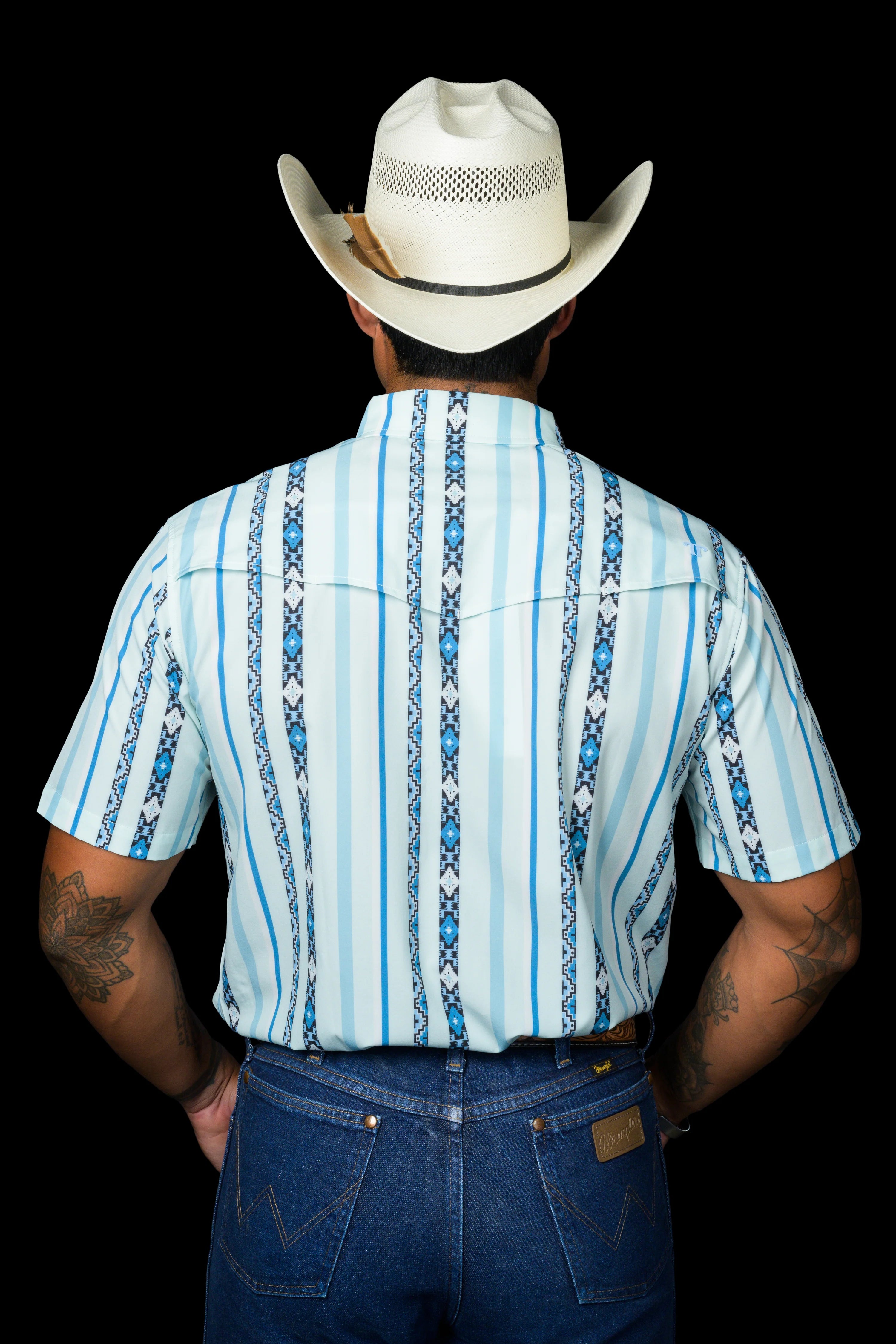 Ferrell The Post in Blue - Short Sleeve Snap Shirt