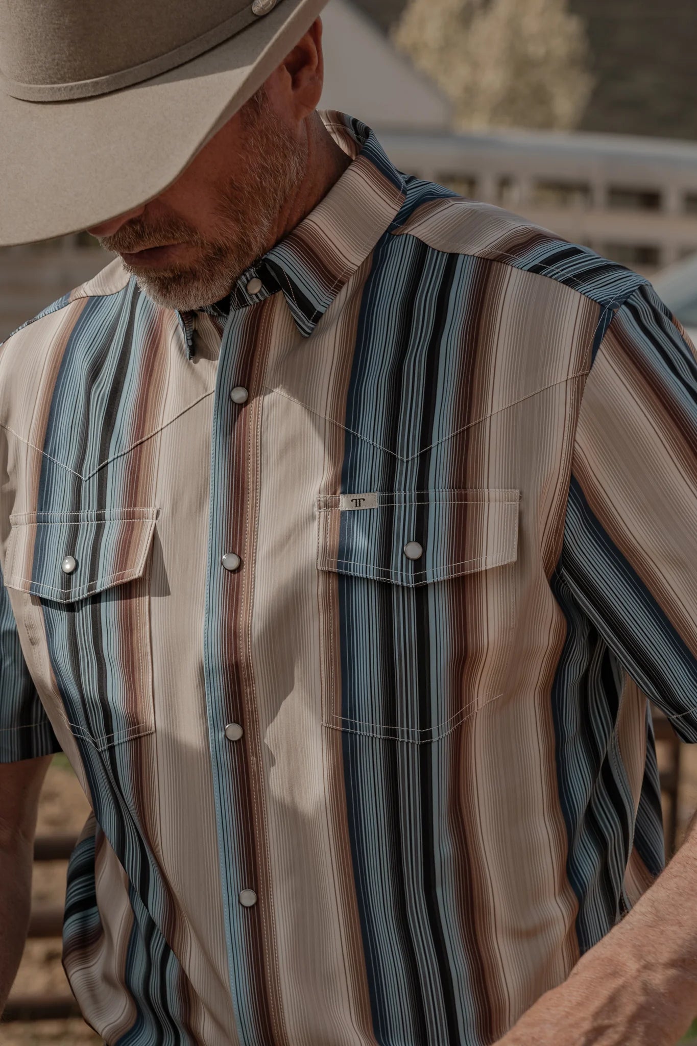 Ferrell The Harrison in Cream - Short Sleeve Snap Shirt