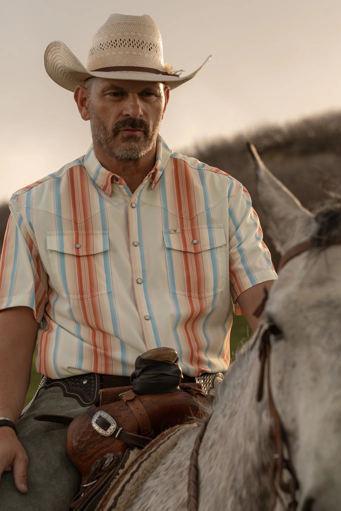 Ferrell The Harrison in Salmon - Short Sleeve Snap Shirt