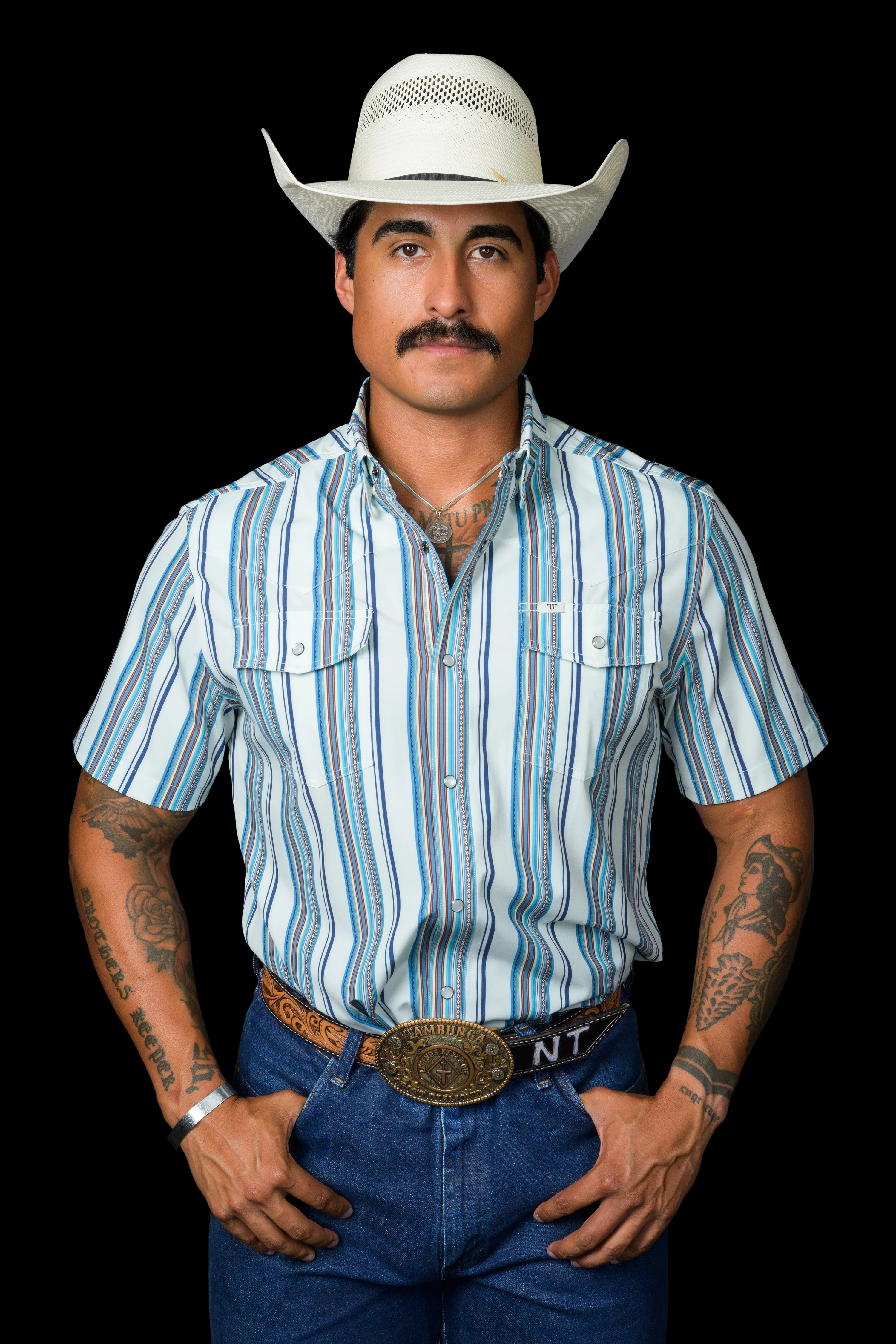 Ferrell The James in Light Blue - Short Sleeve Snap Shirt