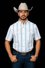 Ferrell The Tristan in Grey Green - Short Sleeve Pearl Snap Shirt