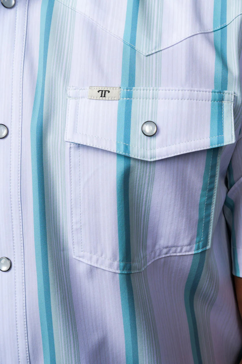Ferrell The Tristan in Grey Green - Short Sleeve Pearl Snap Shirt