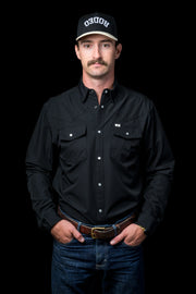 Ferrell | CORE Black - Long Sleeve Pearl Snap Shirt