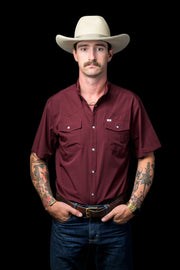 Ferrell | CORE Maroon - Short Sleeve Pearl Snap Shirt