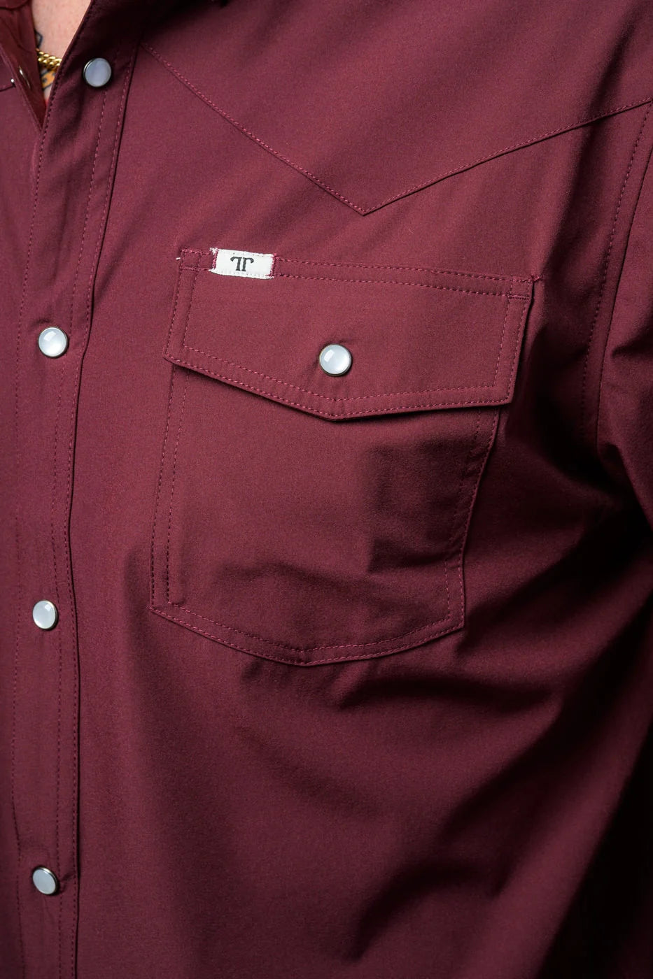 Ferrell | CORE Maroon - Short Sleeve Pearl Snap Shirt