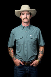 Ferrell | CORE Aqua - Short Sleeve Pearl Snap Shirt