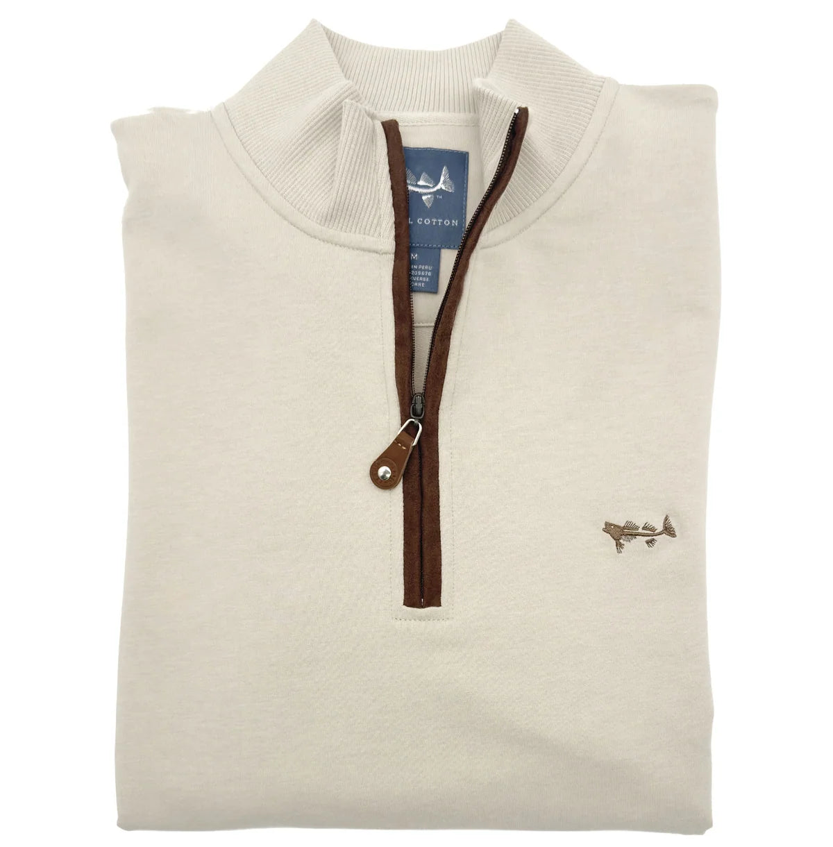 Coastal Cotton | Men's French Terry Quarter-Zip Pullover in Beige