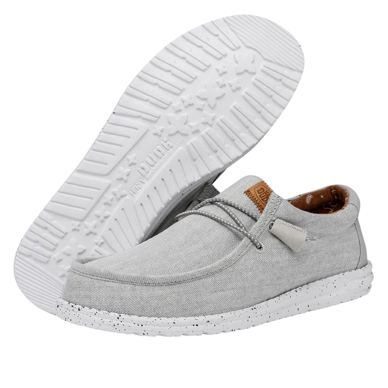 Men's Hey Dude Wally Washed Canvas Light Grey