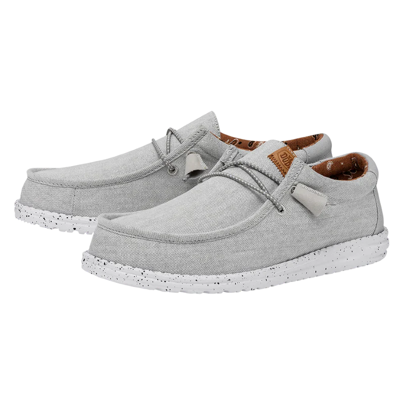 Men's Hey Dude Wally Washed Canvas Light Grey