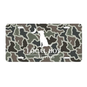 Local Boy Logo License Plate in Dog Moon Camo