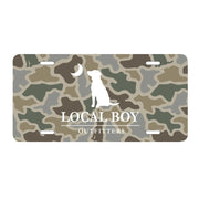 Local Boy Logo License Plate in Sand Dog Moon Camo
