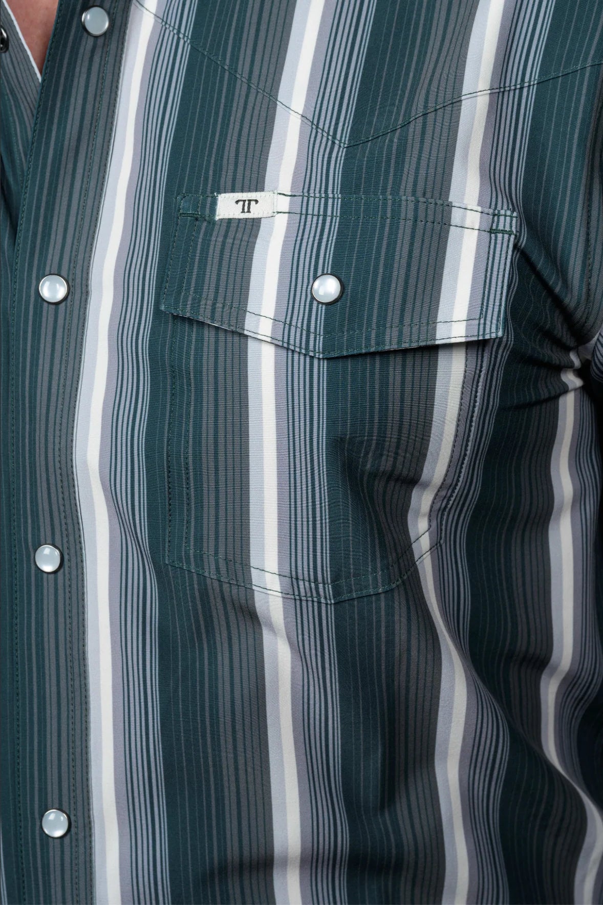 Ferrell | The Tristan in Black/Green - Long Sleeve Pearl Snap