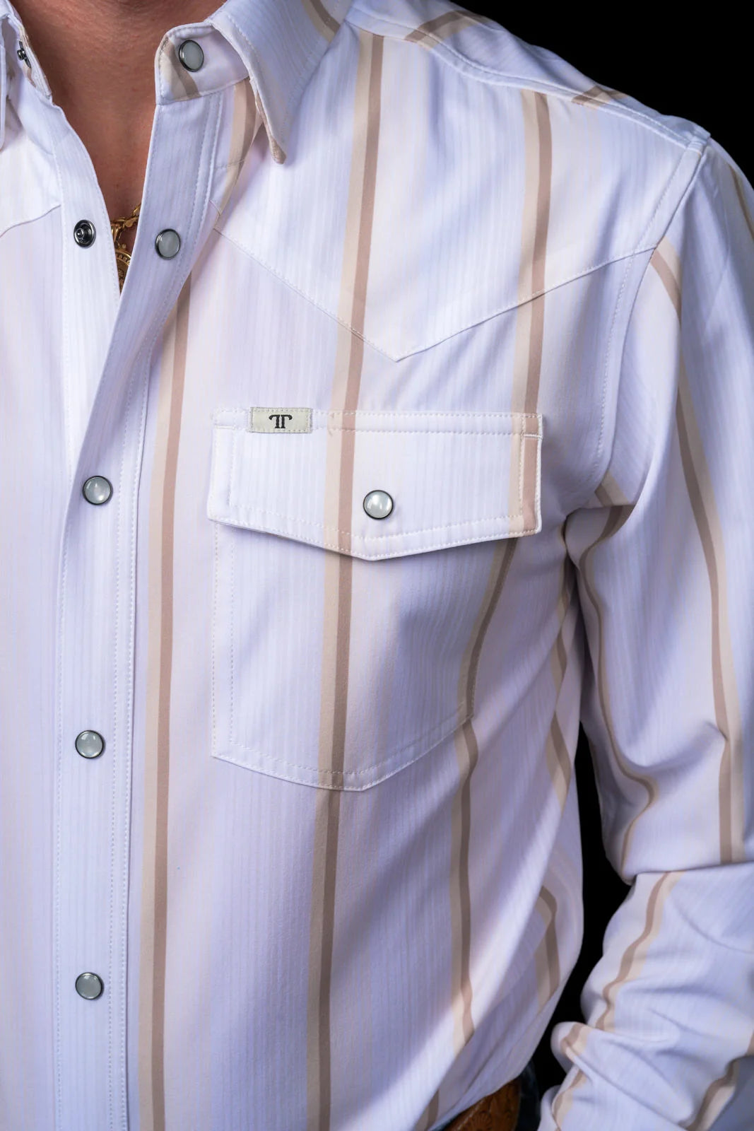 Ferrell | The Tristan in Cream - Long Sleeve Pearl Snap Shirt