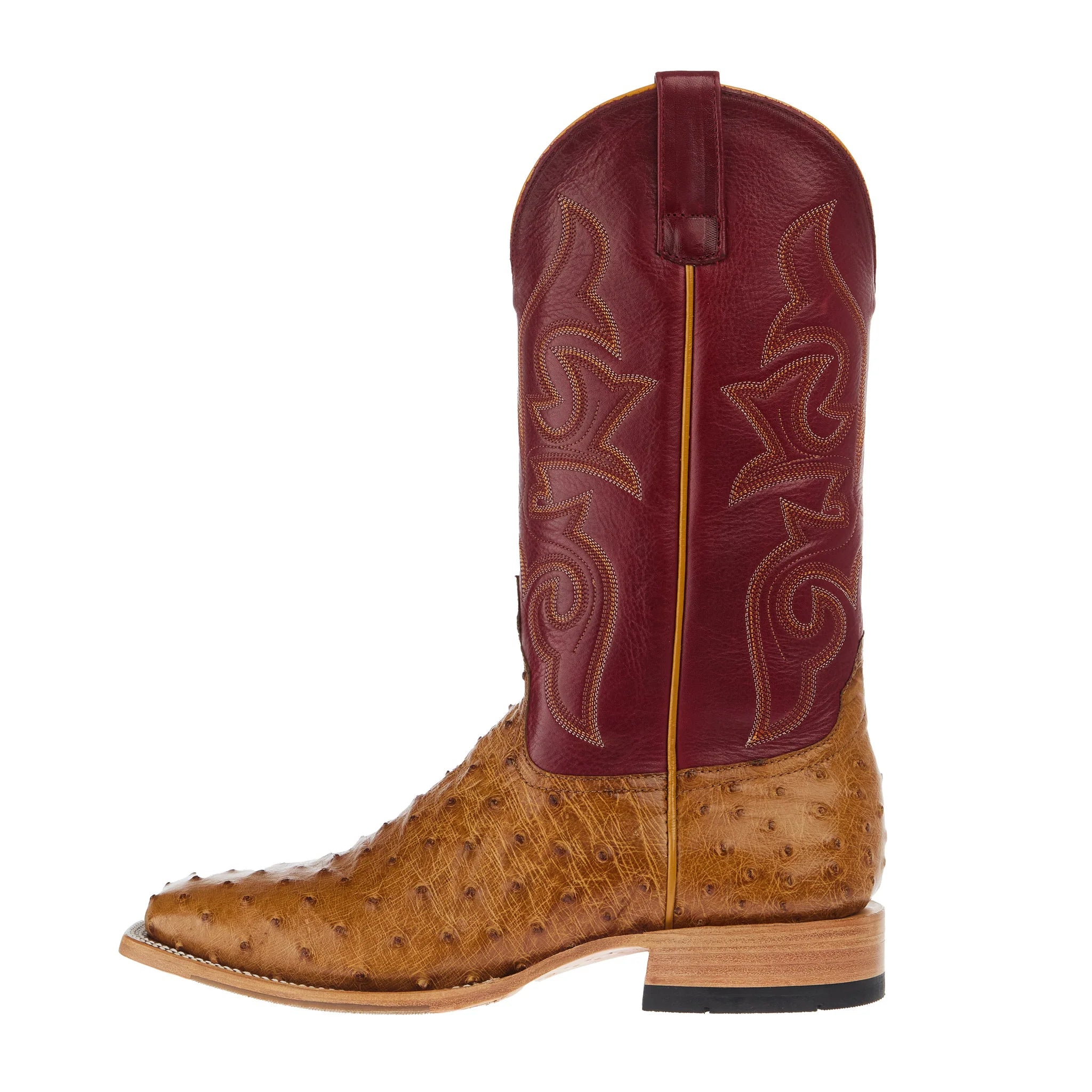 Men's Horse Power Red Station Antique Saddle Full Quill Ostrich Boots