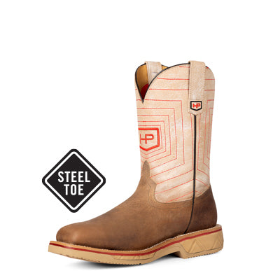 Men's Horse Power Earth Distressed Bison Steel Toe Work Boots