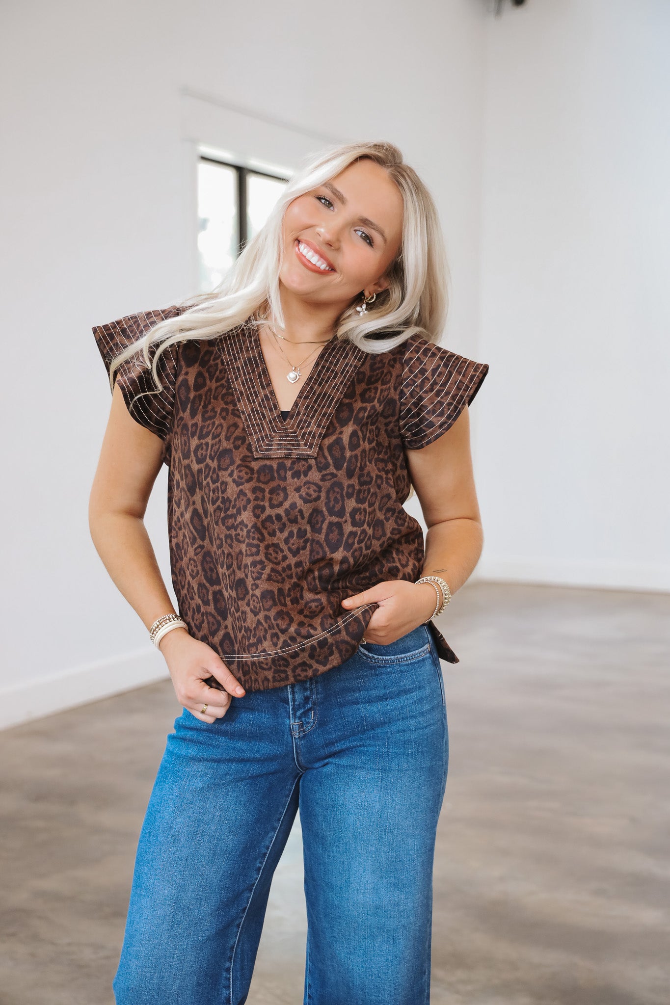 Wild Instincts Brown Leopard Top