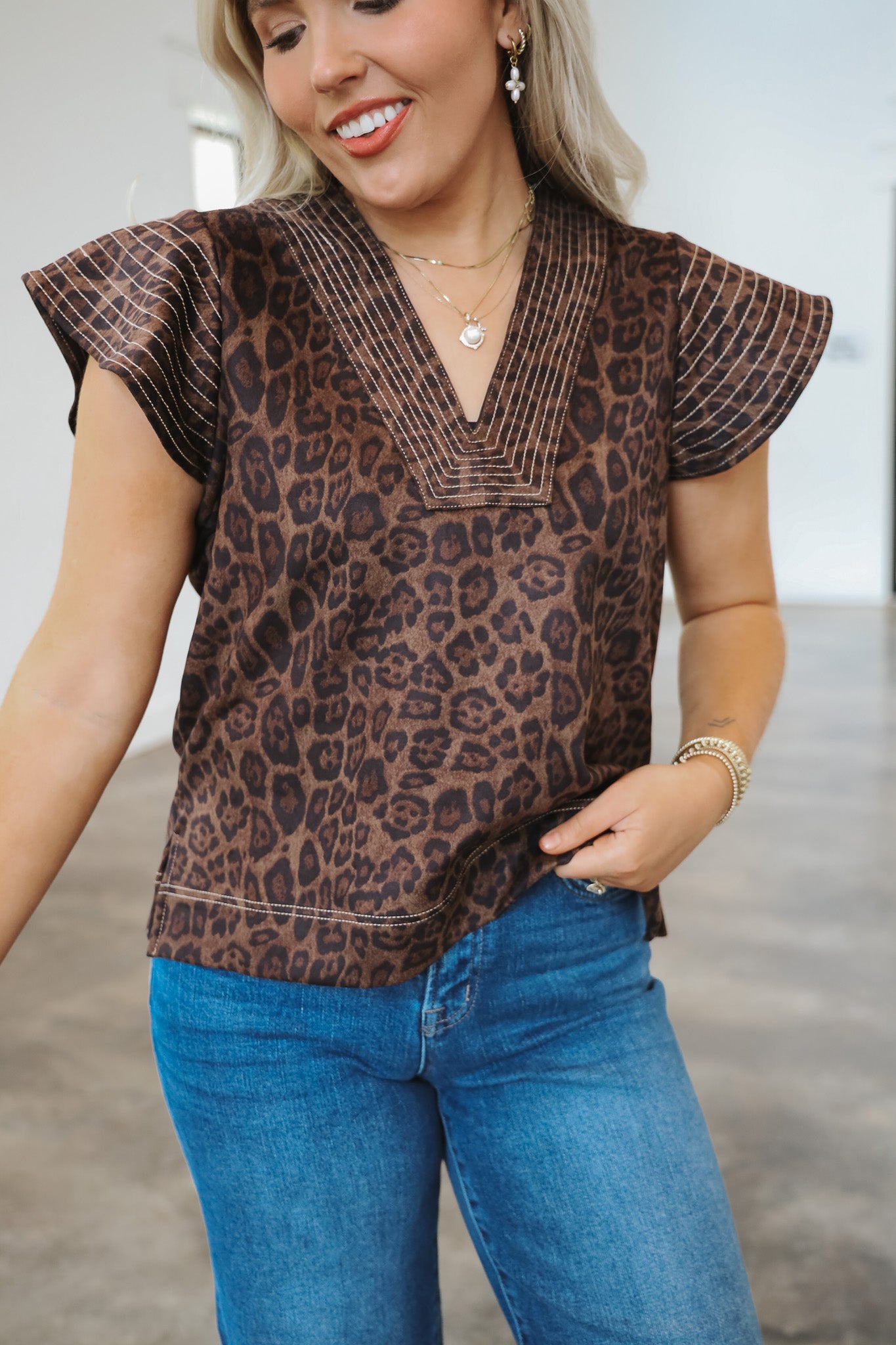 Wild Instincts Brown Leopard Top