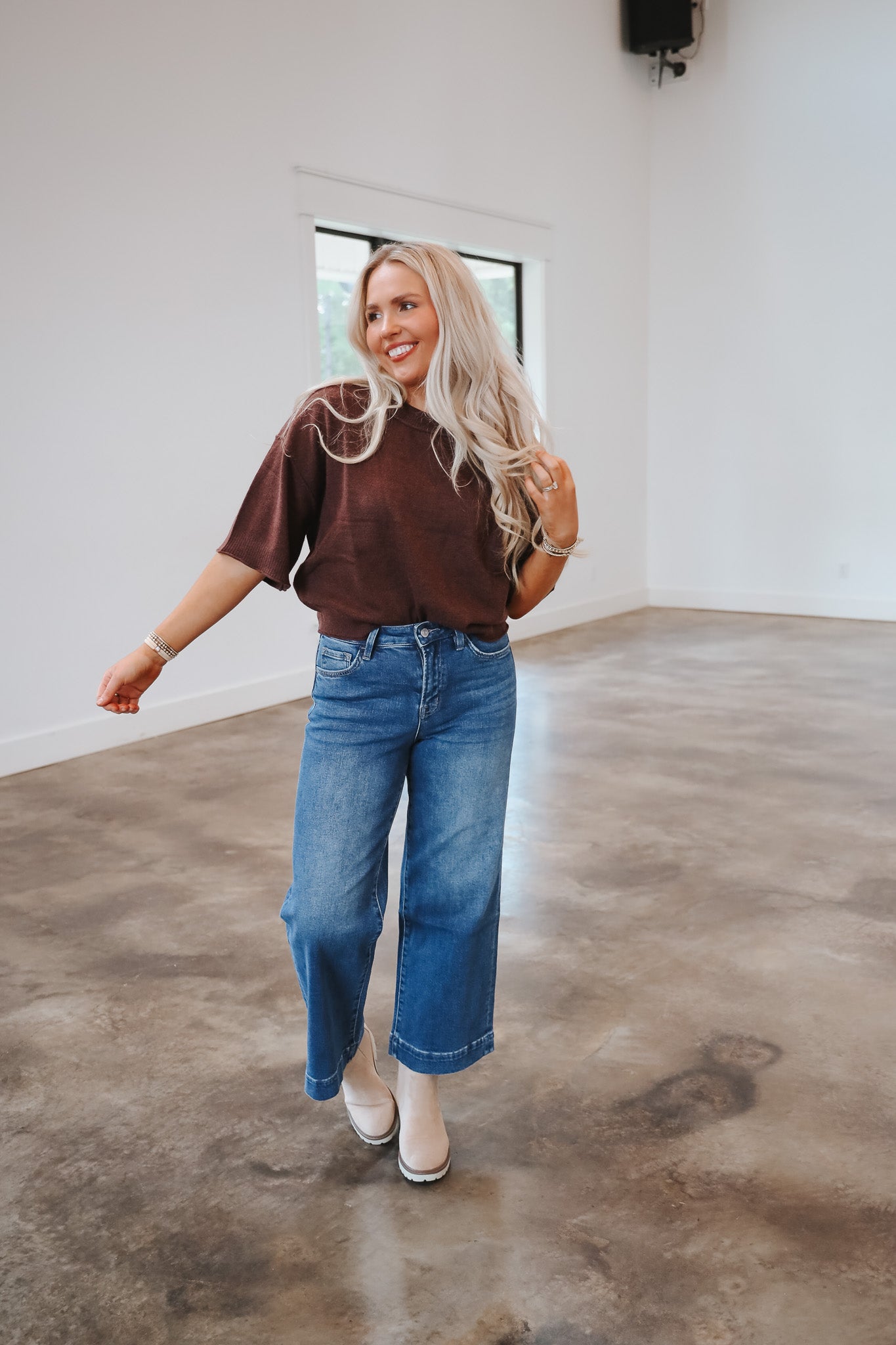 Uptown Allure Brown Sweater Top