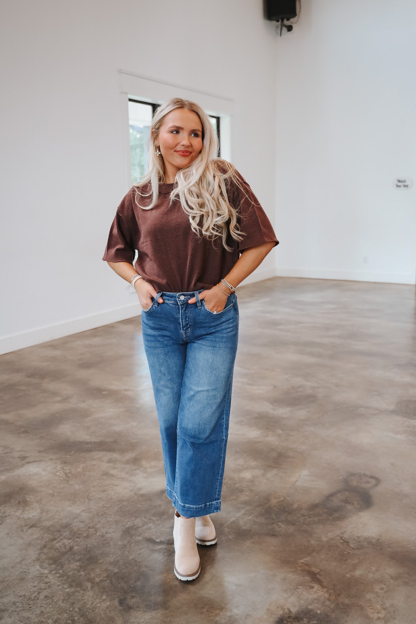 Uptown Allure Brown Sweater Top