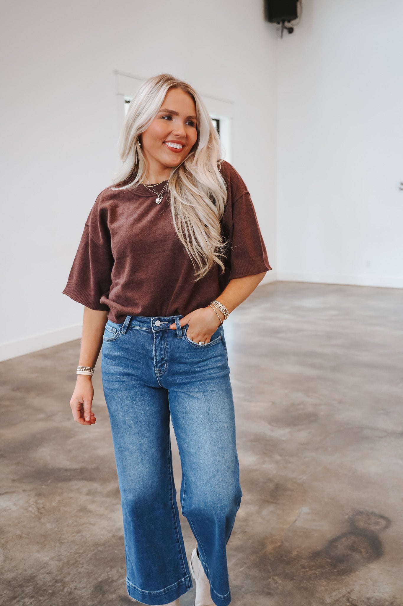 Uptown Allure Brown Sweater Top