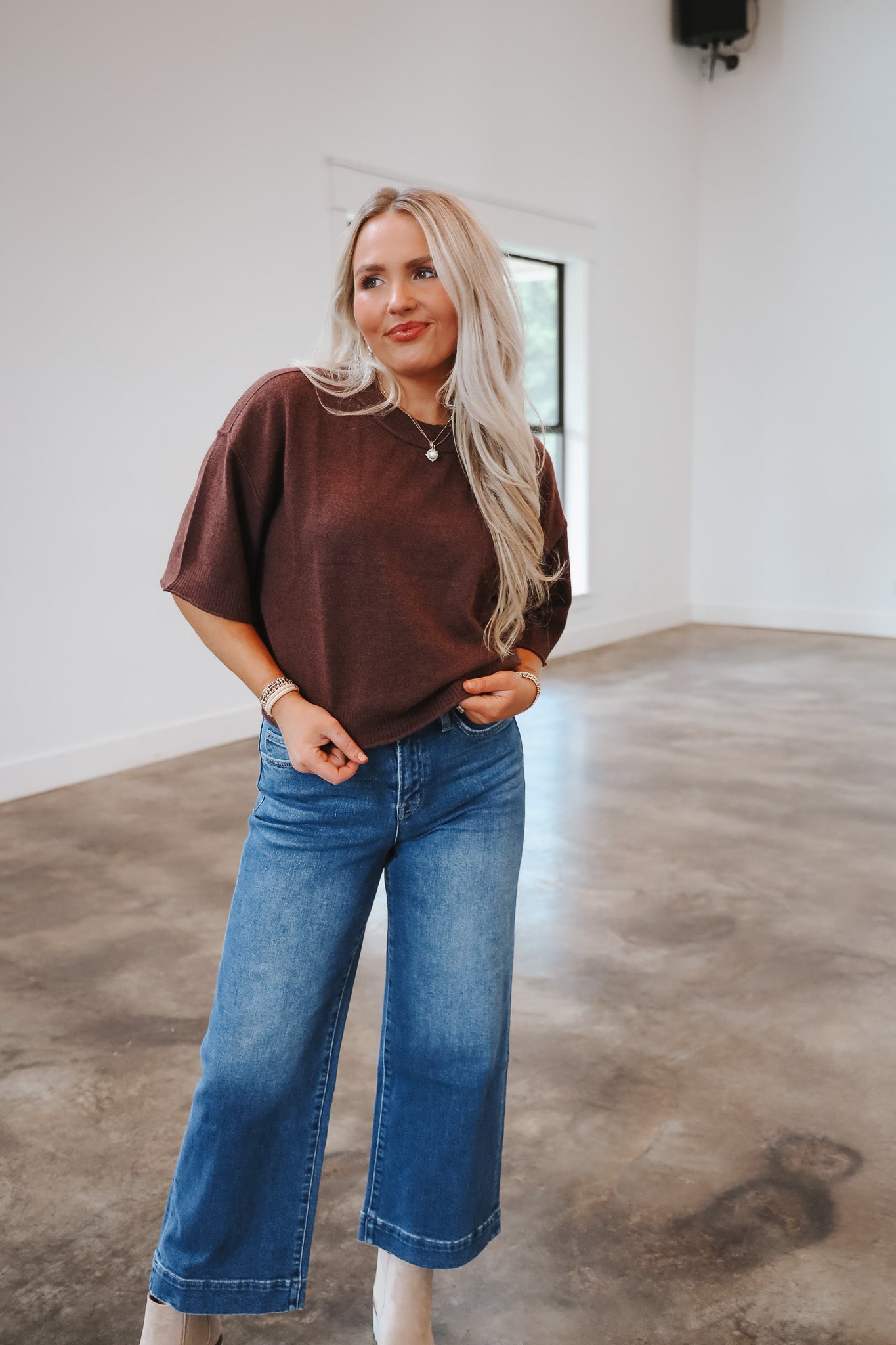 Uptown Allure Brown Sweater Top