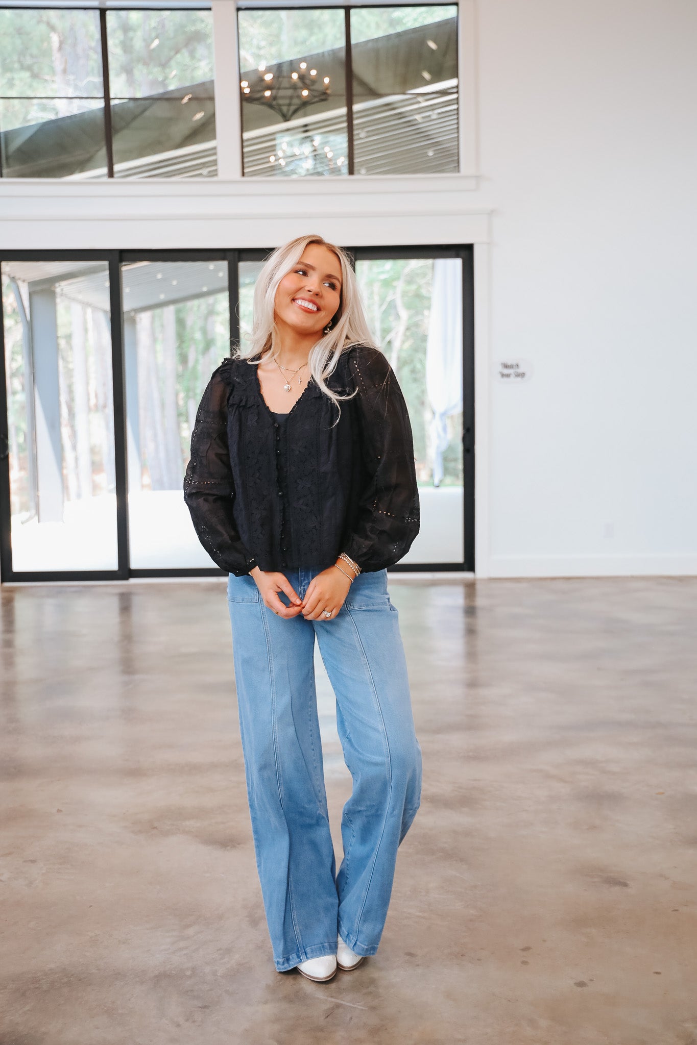 Lost In The Moment Black Ruffle Top