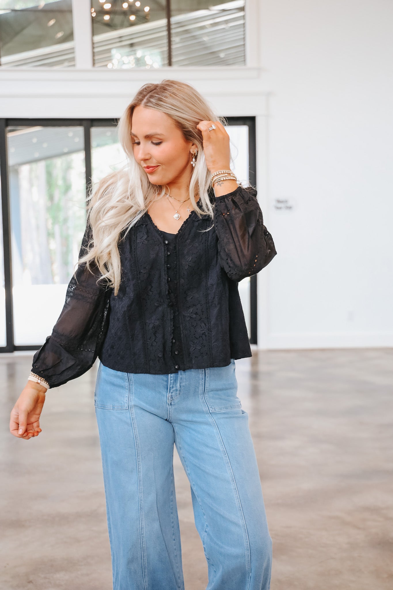 Lost In The Moment Black Ruffle Top