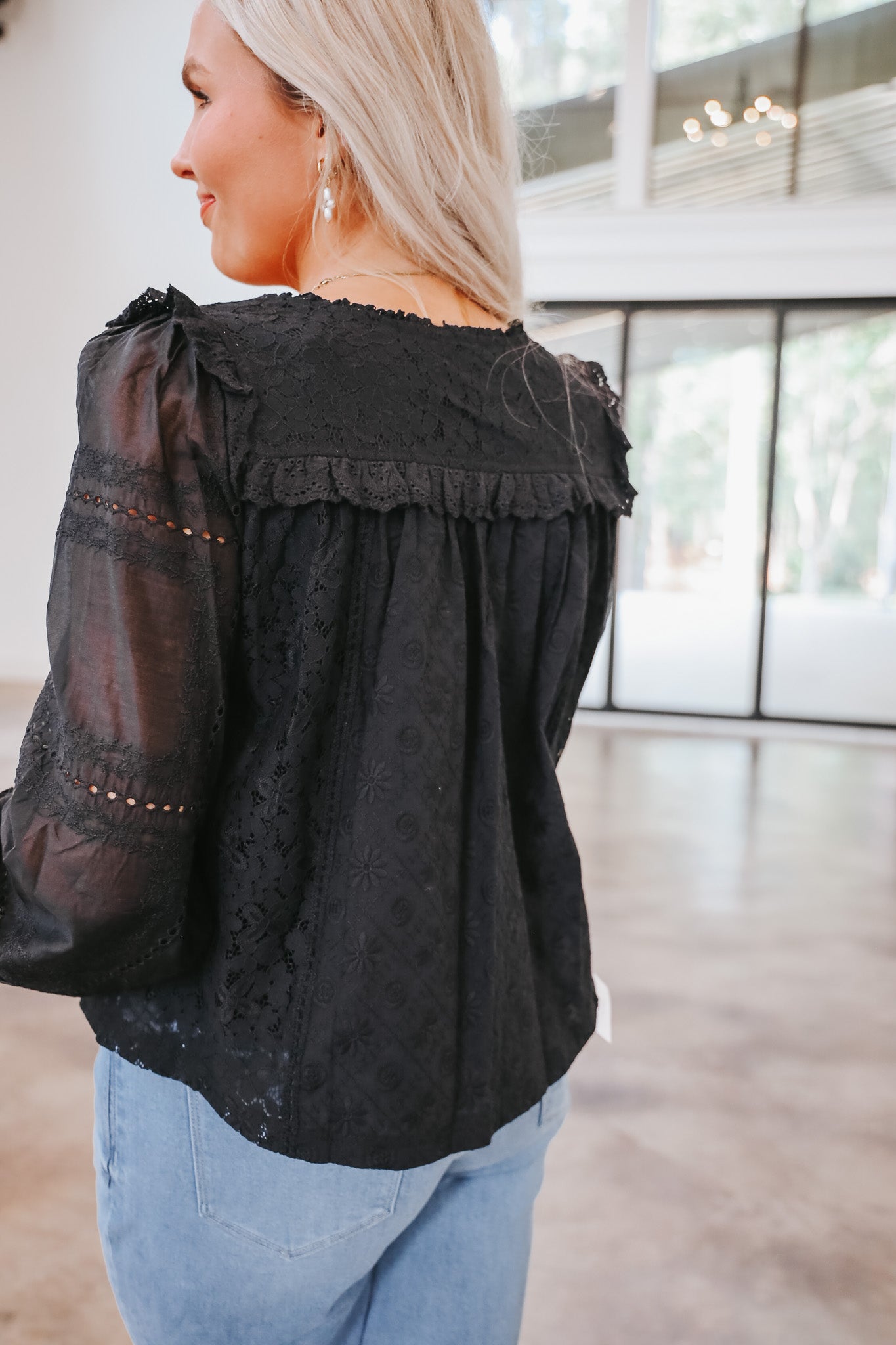 Lost In The Moment Black Ruffle Top