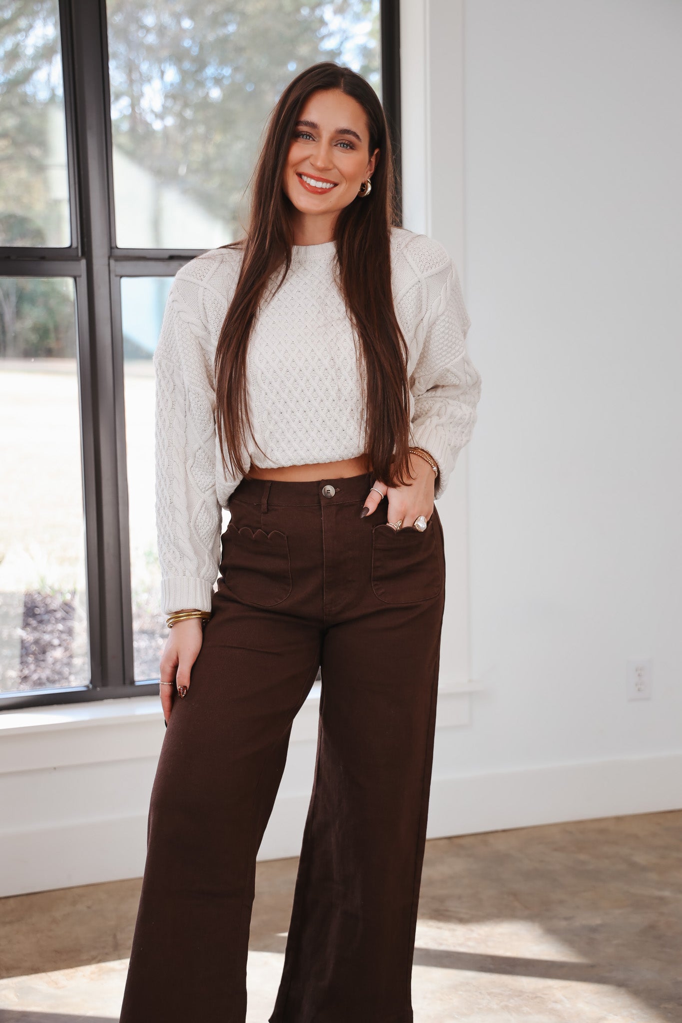 Sweet Scallop Brown Pants