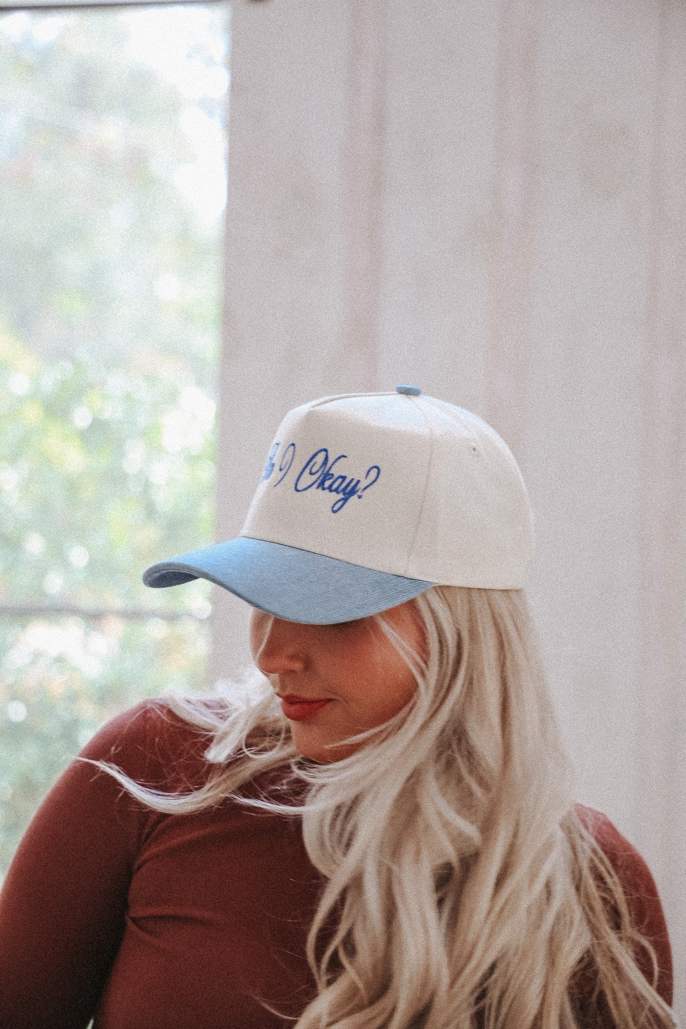 Am I Okay Denim Trucker Hat