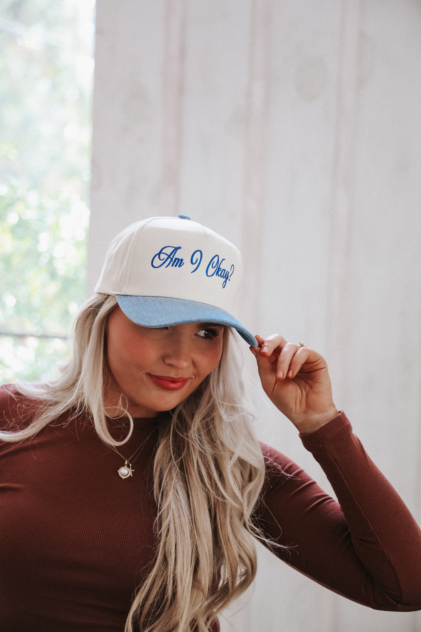 Am I Okay Denim Trucker Hat