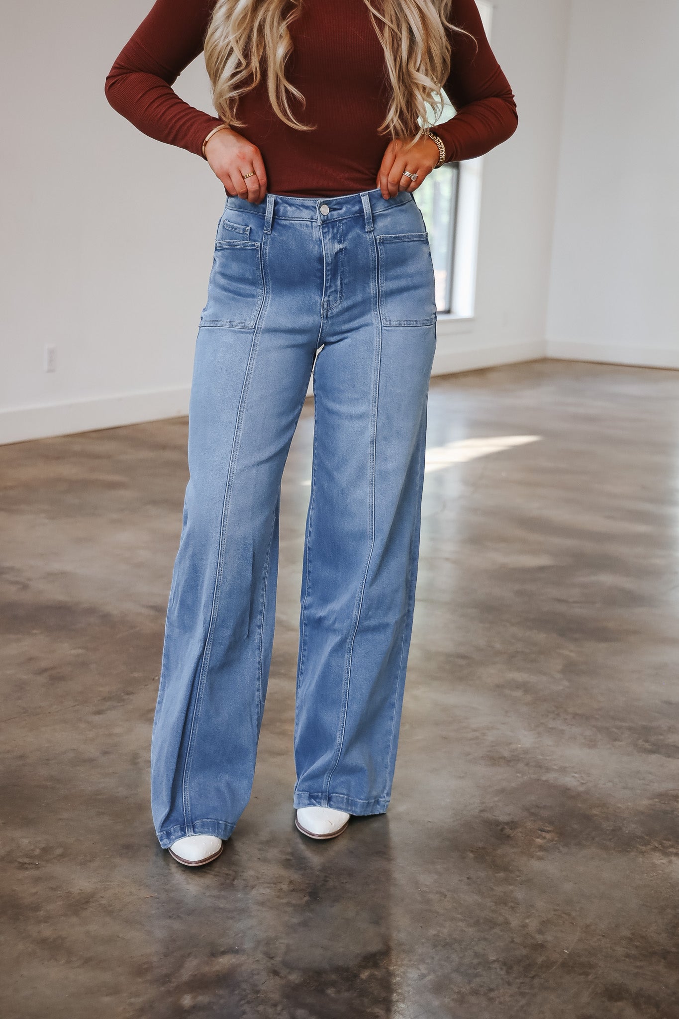 Holly High Rise Full Length Wide Leg Jeans