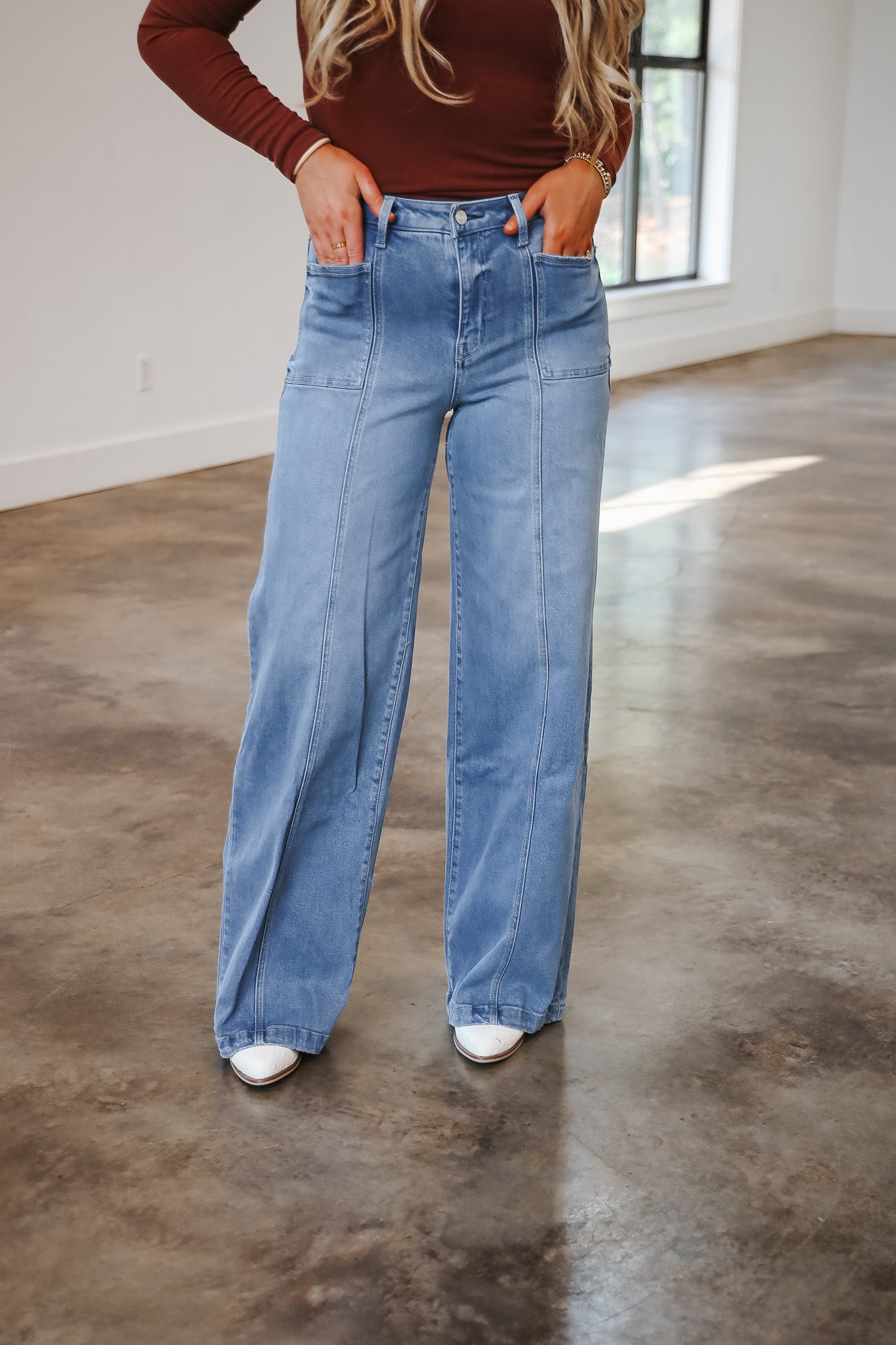 Holly High Rise Full Length Wide Leg Jeans