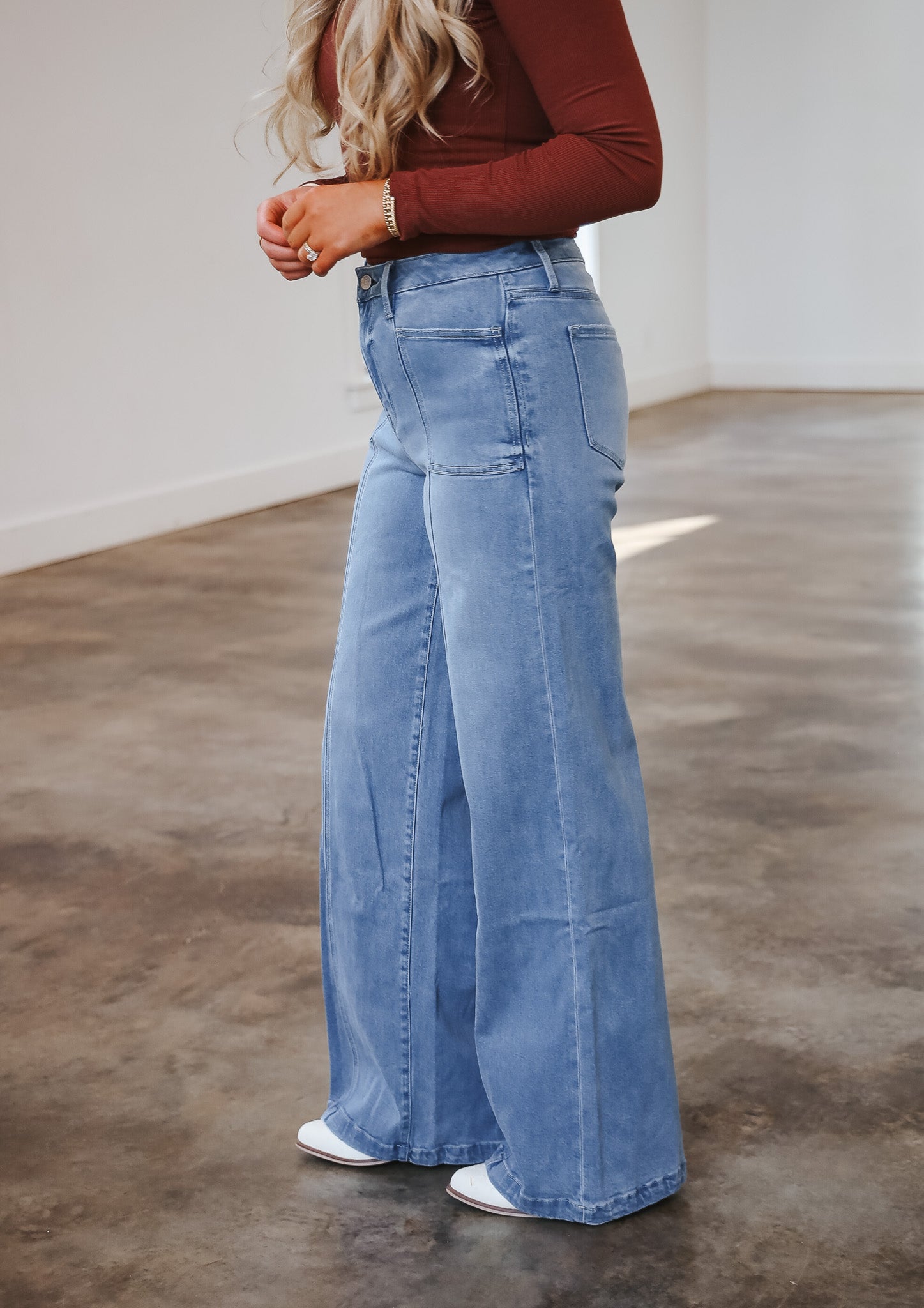 Holly High Rise Full Length Wide Leg Jeans