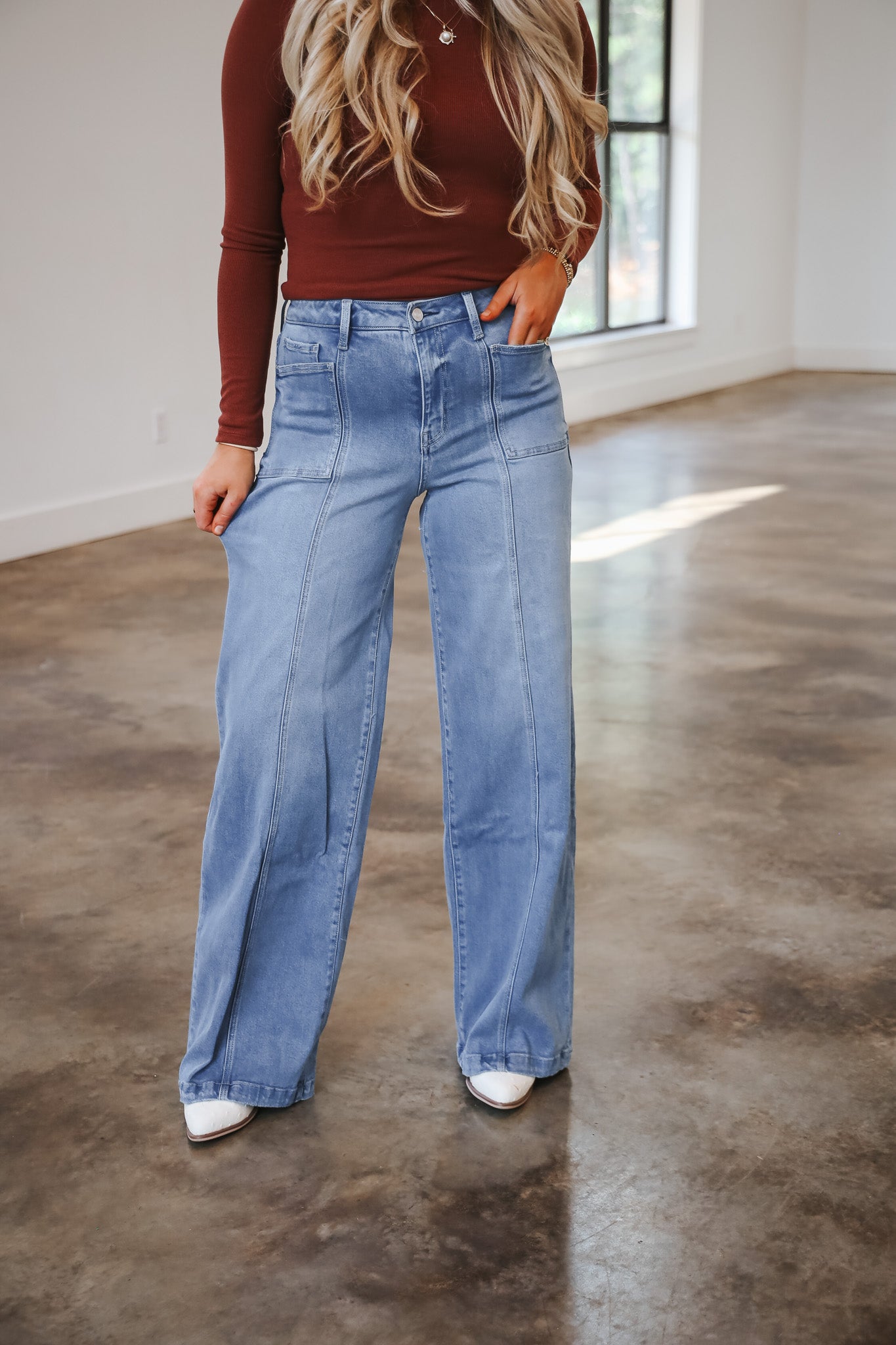 Holly High Rise Full Length Wide Leg Jeans