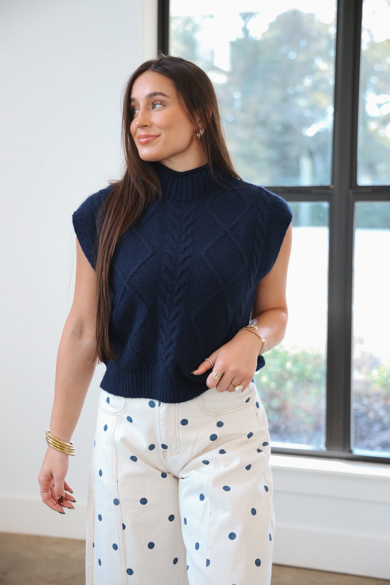 Cozy Cues Navy Sweater