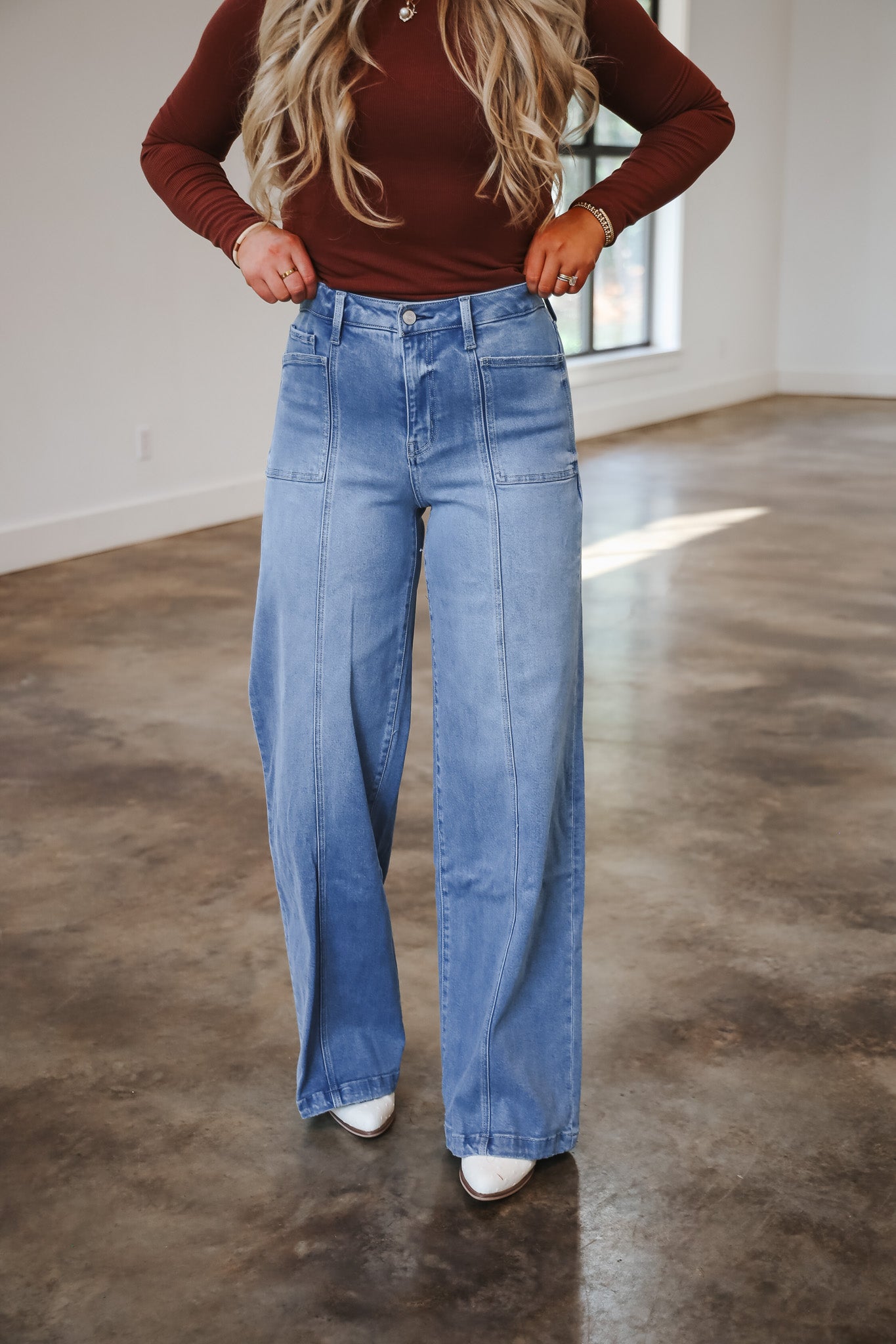 Holly High Rise Full Length Wide Leg Jeans