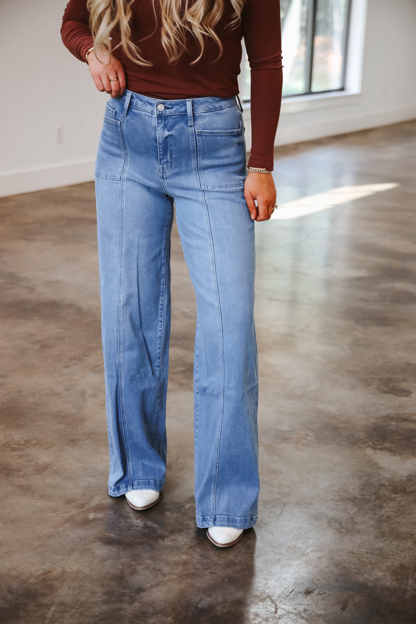 Holly High Rise Full Length Wide Leg Jeans