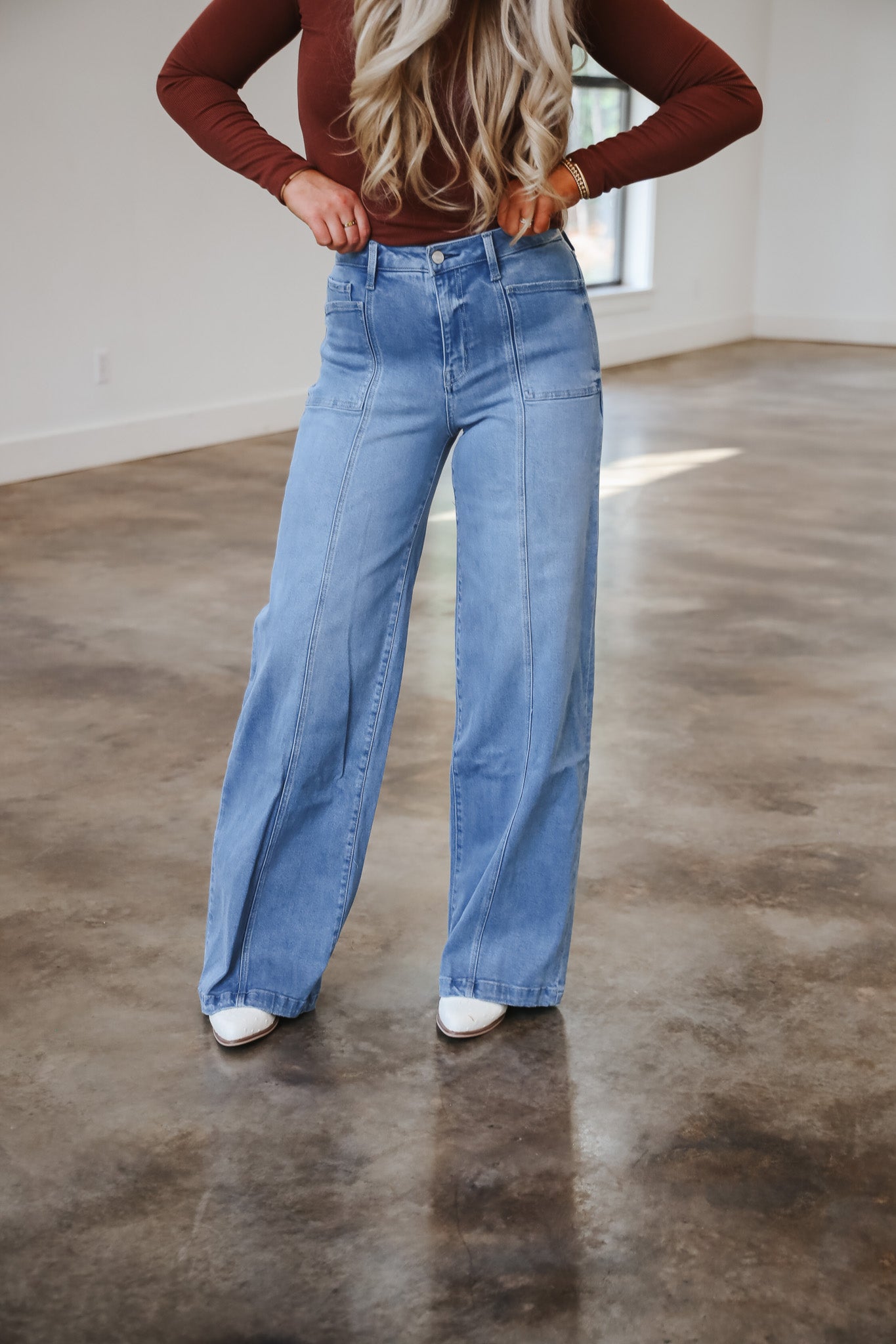 Holly High Rise Full Length Wide Leg Jeans