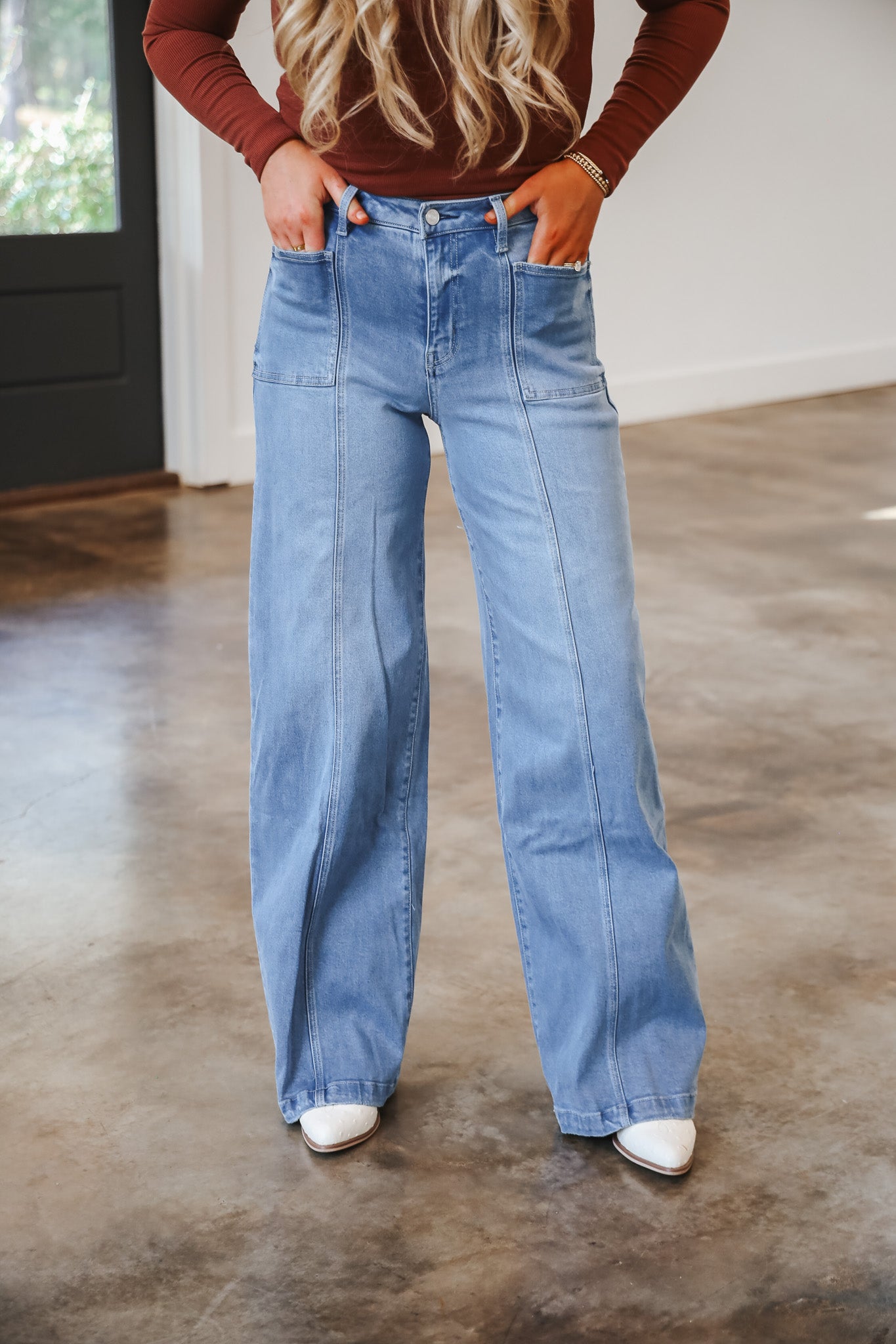 Holly High Rise Full Length Wide Leg Jeans