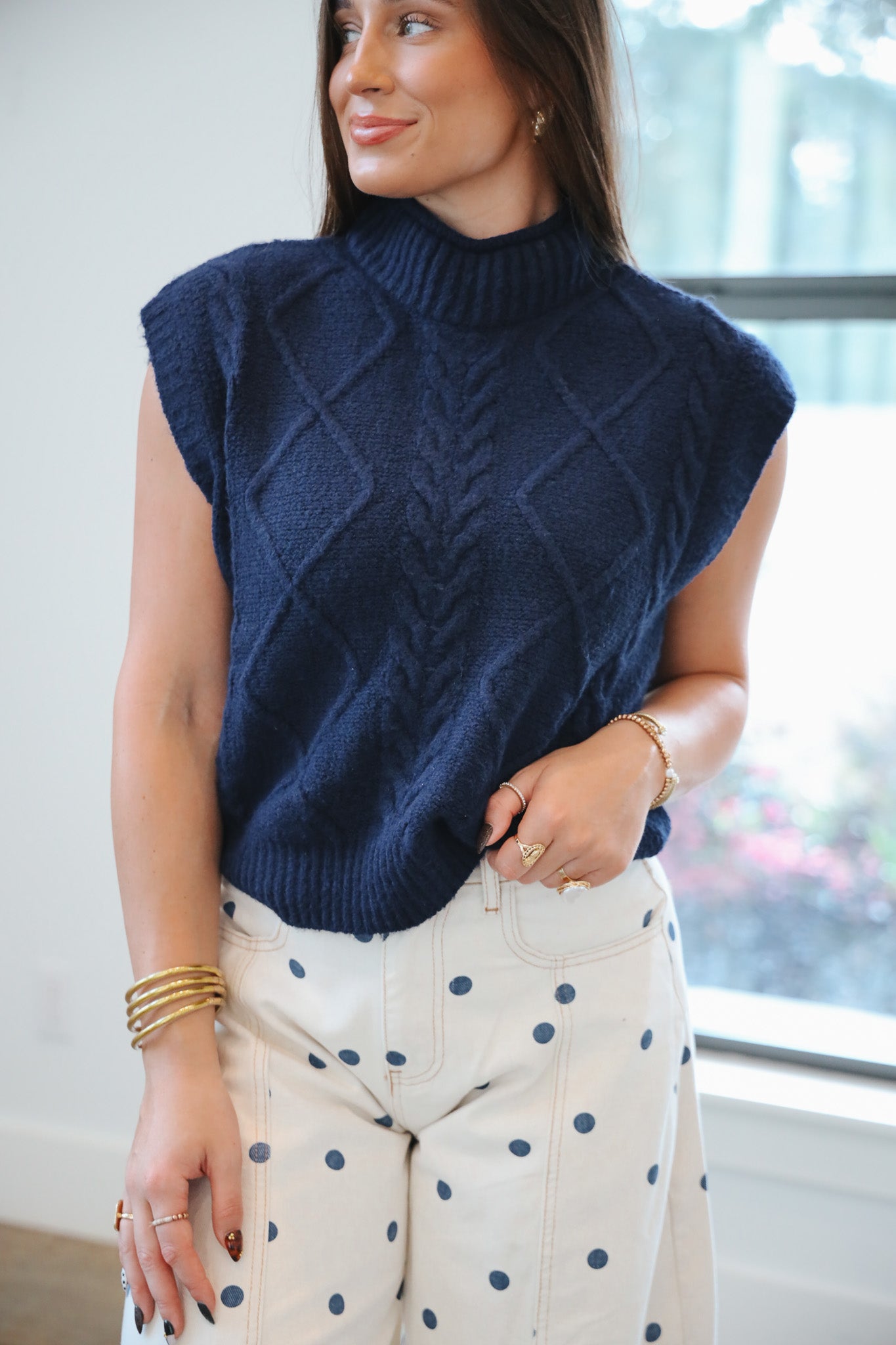 Cozy Cues Navy Sweater