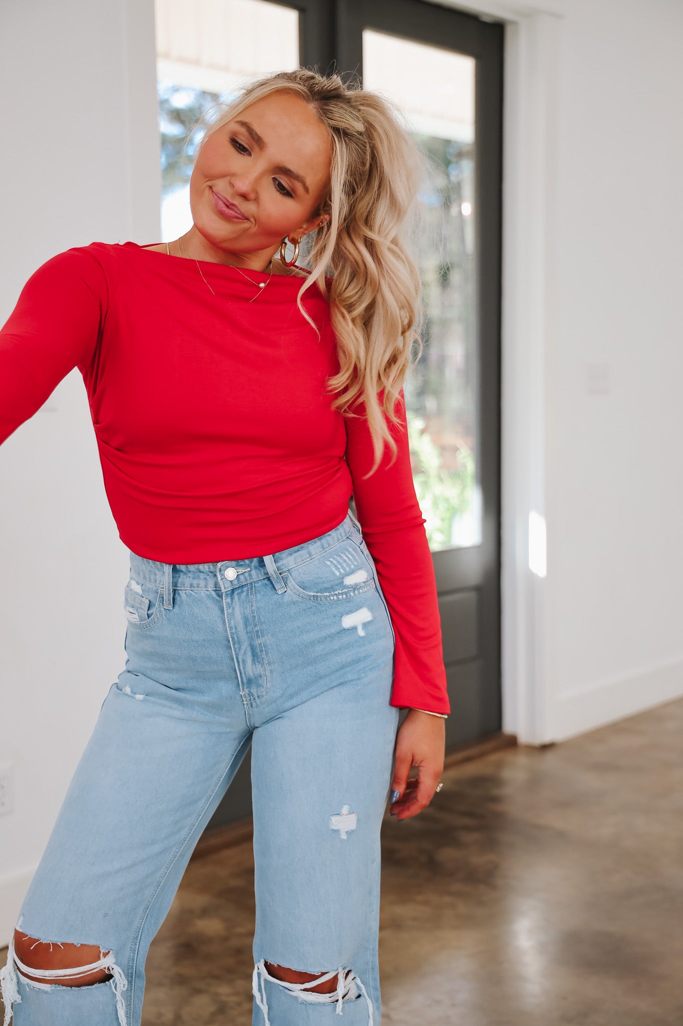 Uptown Charm Red Top