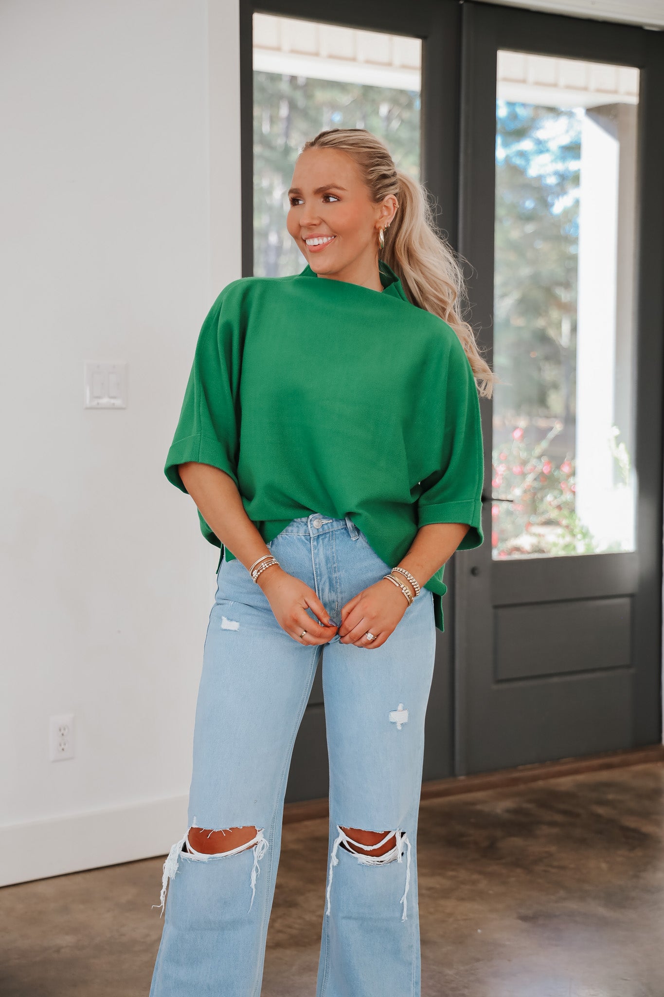 Simple But Festive Hunter Green Top