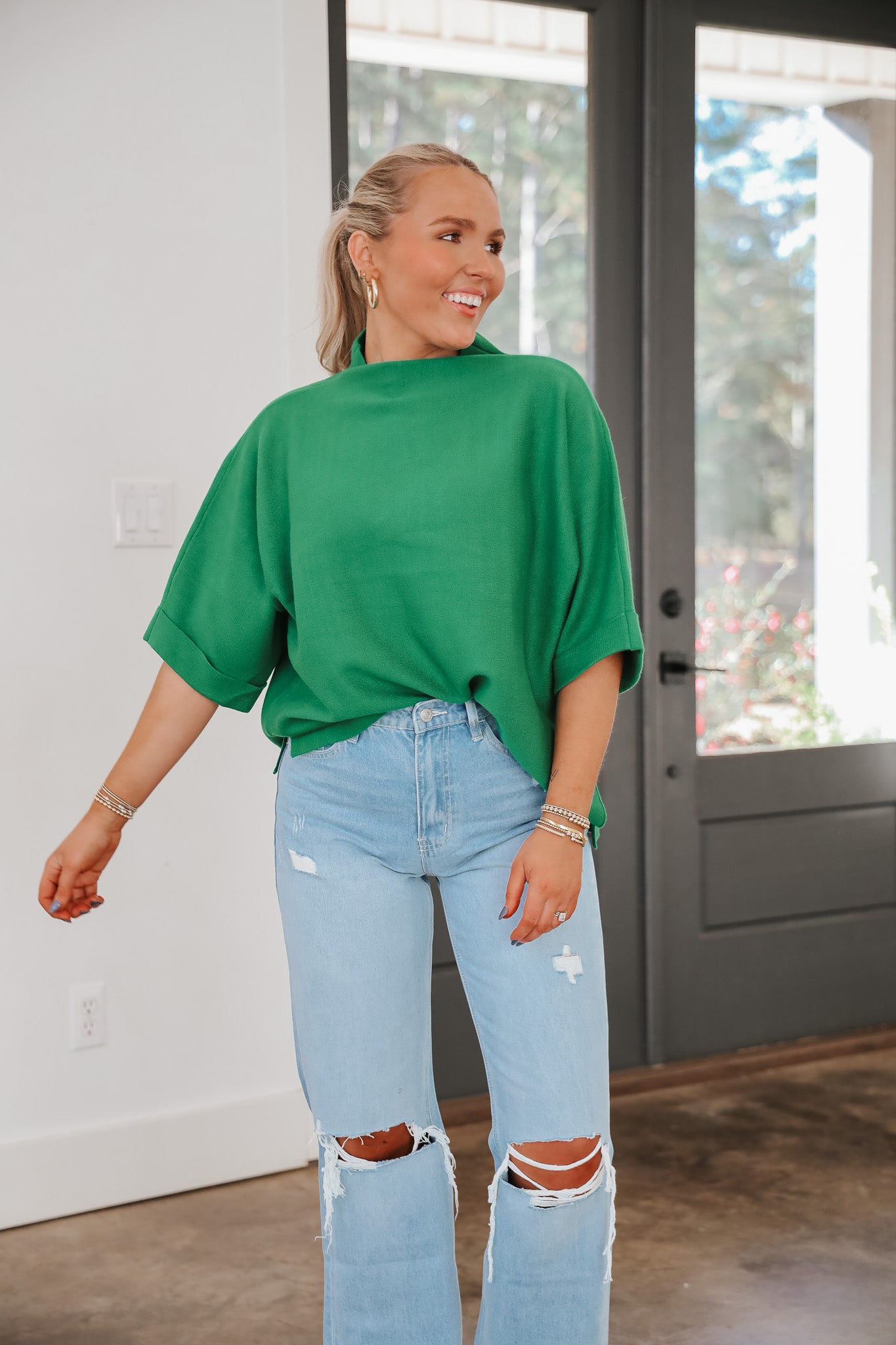Simple But Festive Hunter Green Top