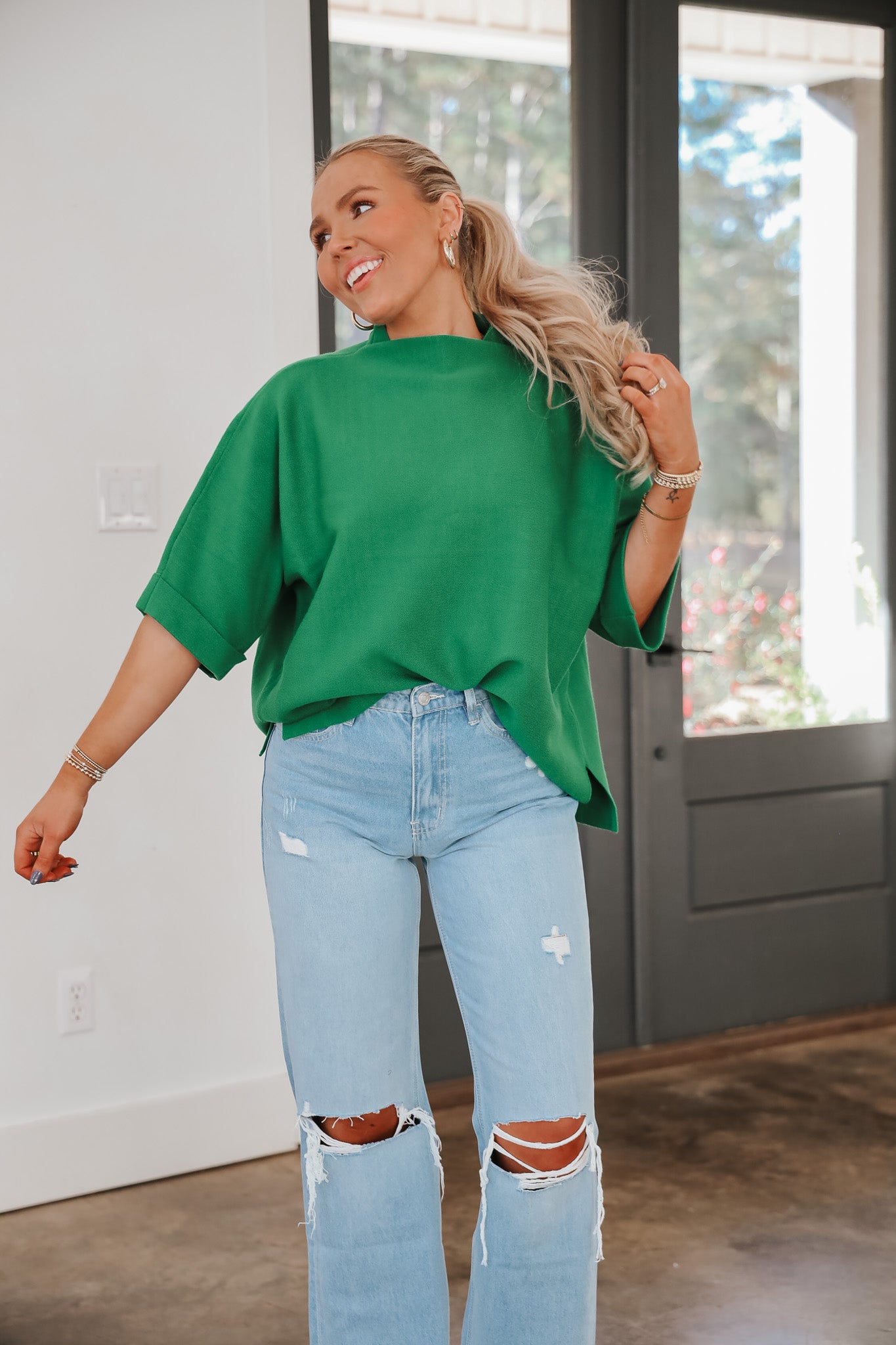 Simple But Festive Hunter Green Top