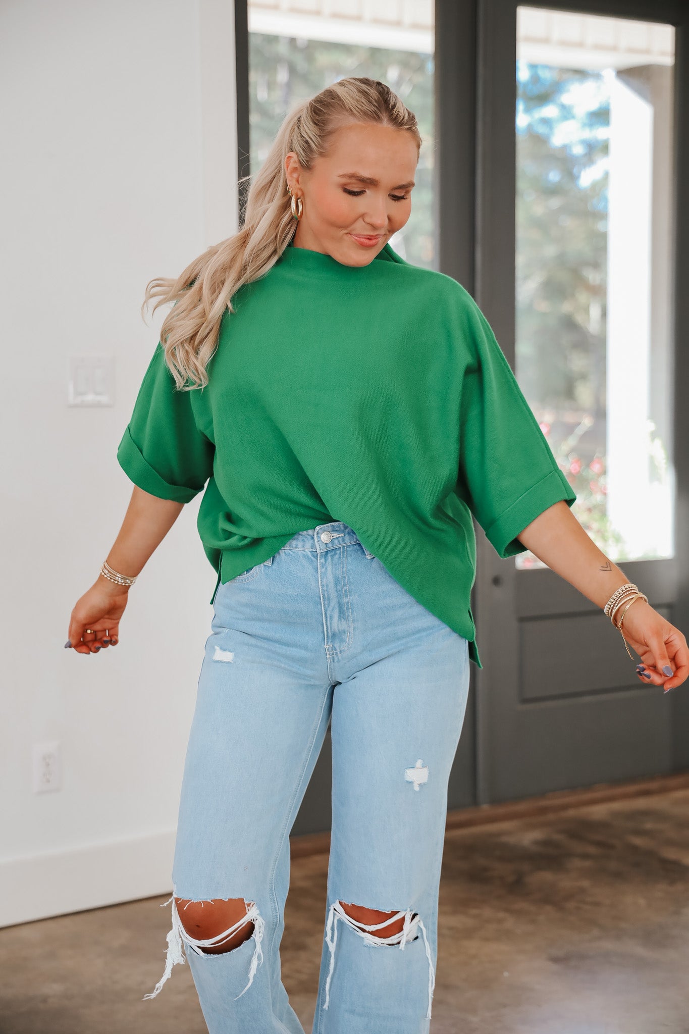 Simple But Festive Hunter Green Top