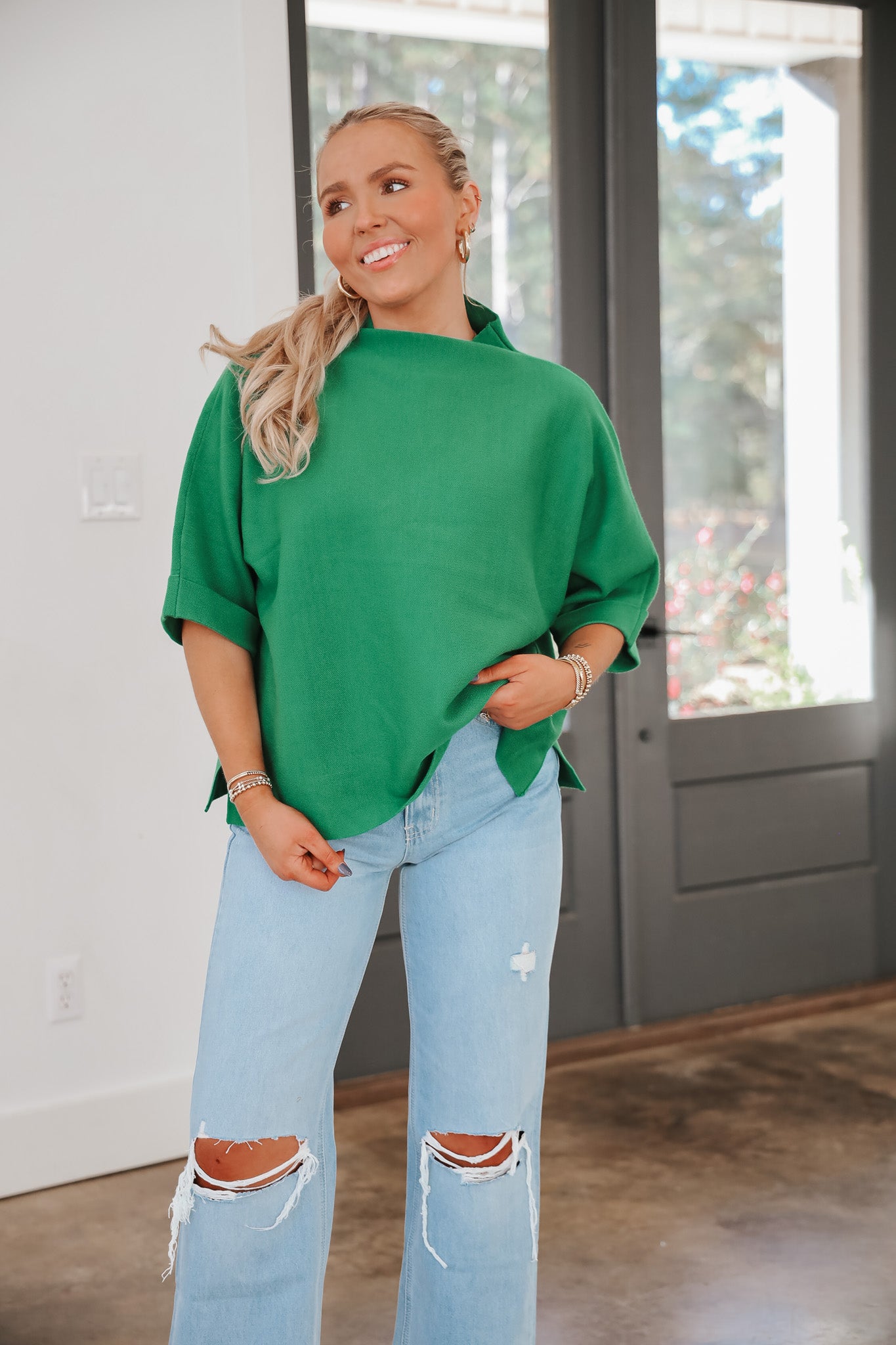 Simple But Festive Hunter Green Top