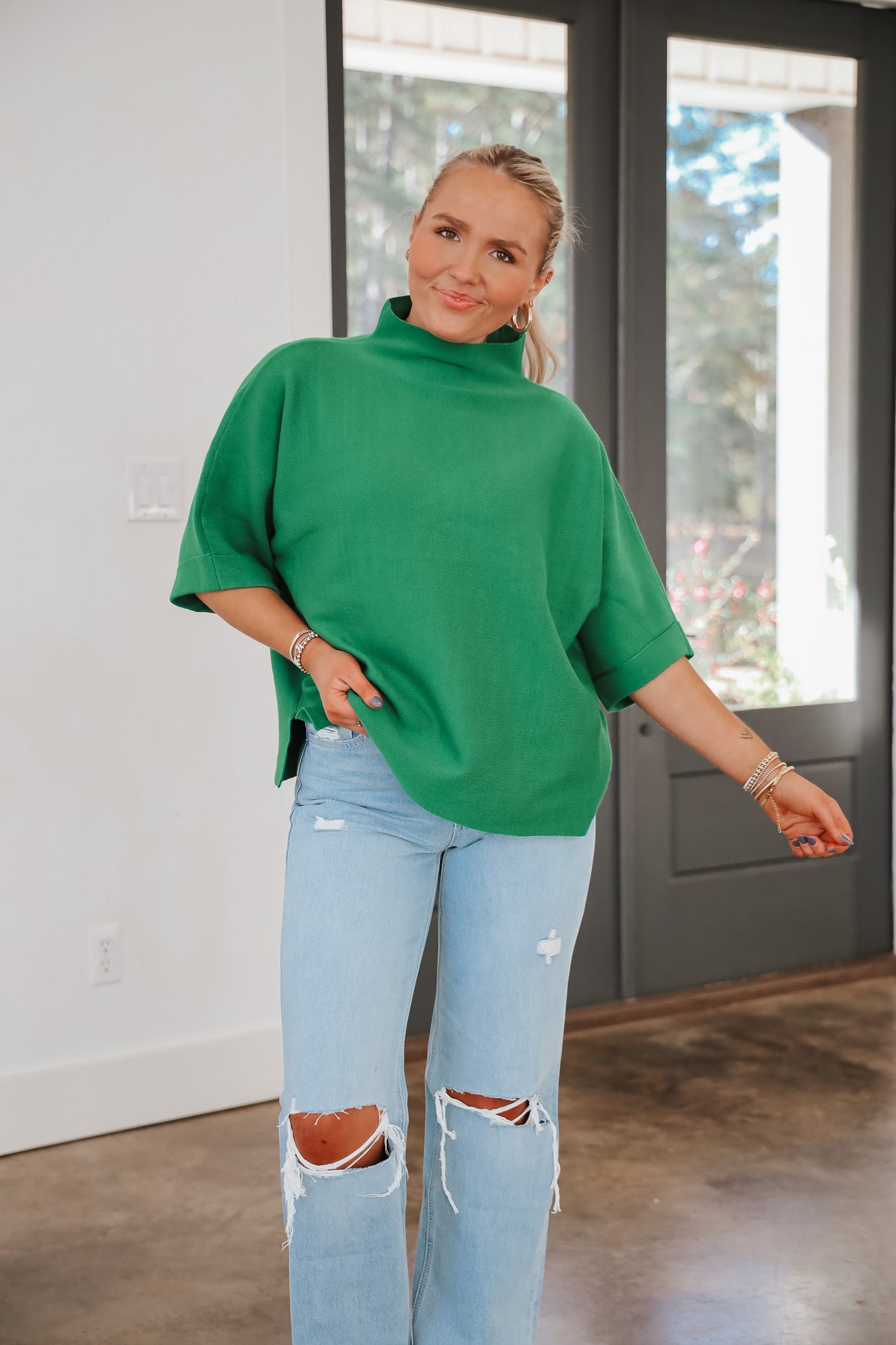 Simple But Festive Hunter Green Top